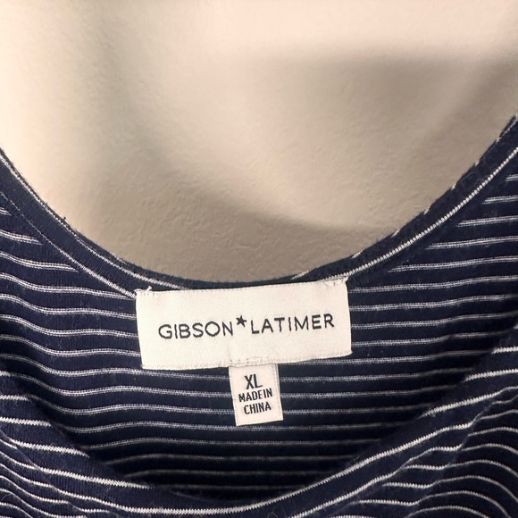 Gibson Latimer Navy Striped Asymmetrical Dress - Picture 5 of 6